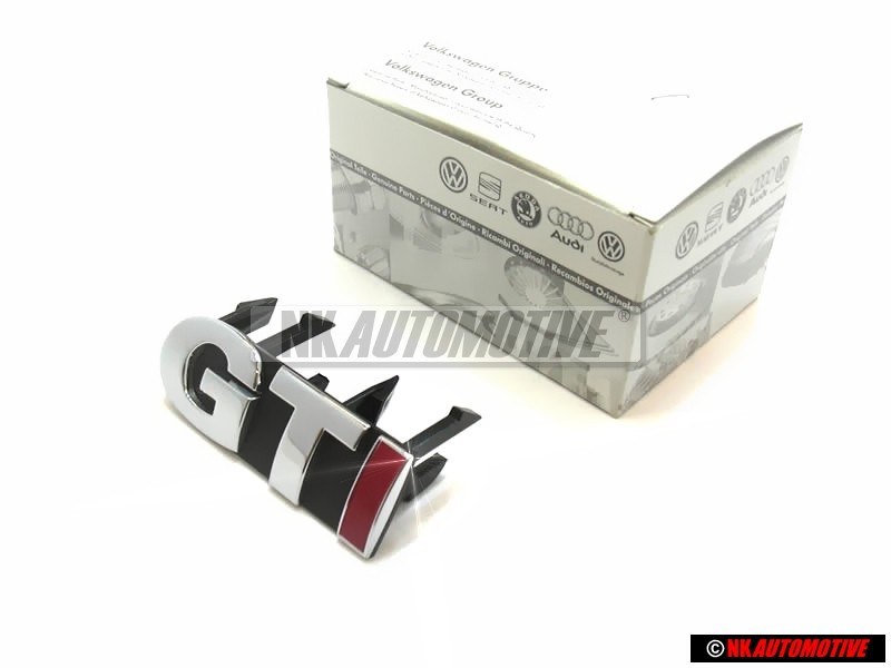 VW Originale GTI Fronte Logo Emblema Scritta Cromo Rosso - 6N0853679F KTP