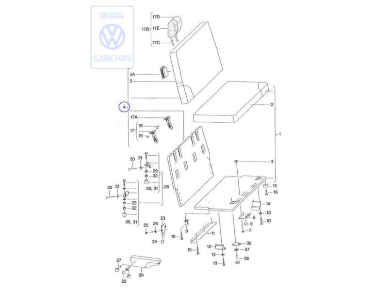 VW Originale Imbottitura Schienale Con Riv. 