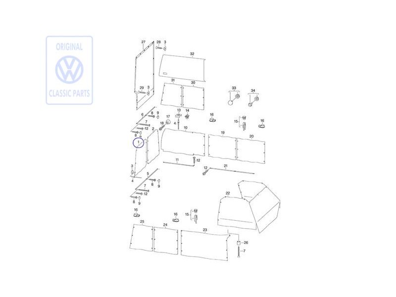 VW Originale Tendina Per Cristallo Lunotto - 701070400S
