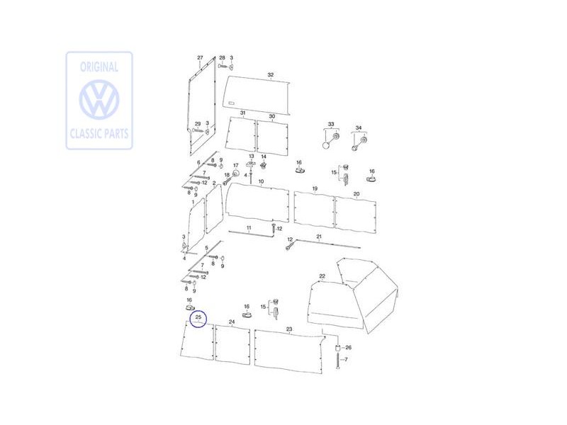 VW Originale Tendina Finestrino Lat. 