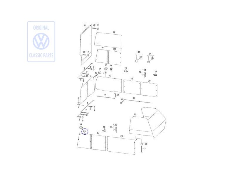 VW Originale Tendina Finestrino Lat. 