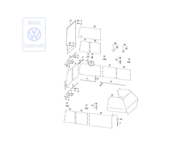 VW Originale Tendina Finestrino Lat. 