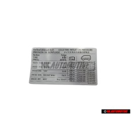 VW Originale Etichetta Per Pressione Pneumatici - 7H0010626H