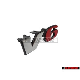 VW Originale V6 Fronte Logo Emblema Scritta Cromo Rosso - 7D0853679D EQW
