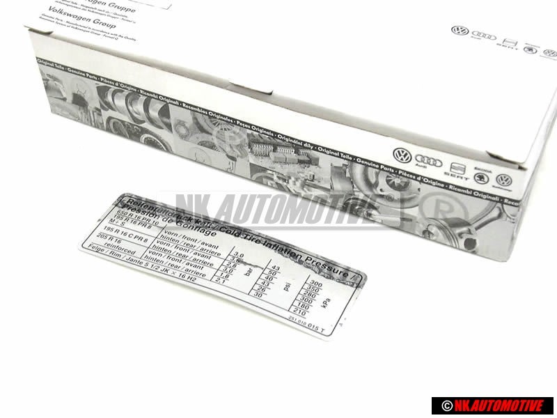 VW Originale Etichetta Per Pressione Pneumatici - 251010015T