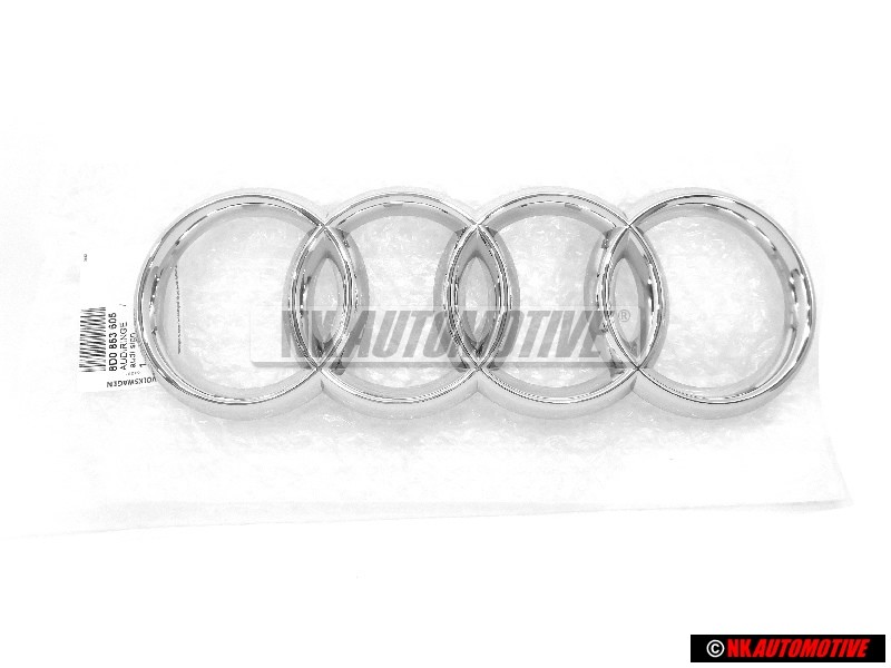 Audi Originale Anelli Fronte Logo Emblema Simbolo Cromo - 8D0853605