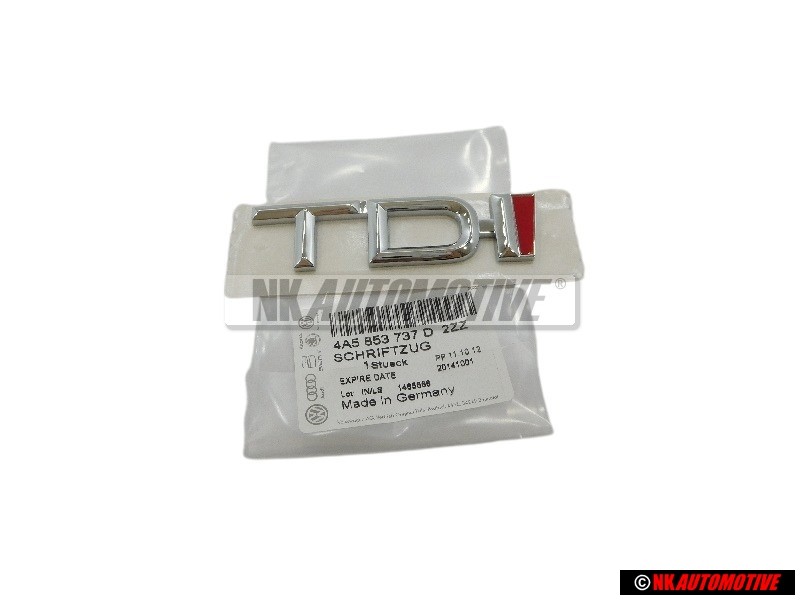 Audi Originale TDI Posteriore Logo Emblema Scritta Cromo Rosso - 4A5853737D 2ZZ