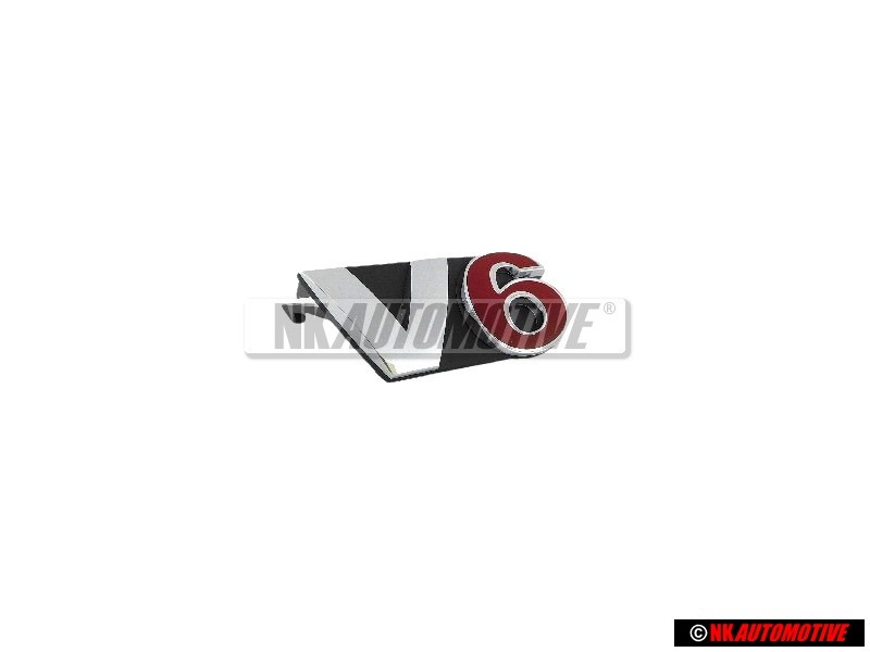 VW Originale V6 Fronte Logo Emblema Scritta Cromo Rosso - 1J5853679A