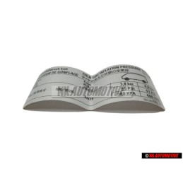 VW Originale Targhetta D'Identificazione Pressione Pneumatici - 701010082P