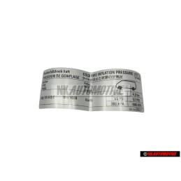 VW Originale Targhetta D'Identificazione Pressione Pneumatici - 701010082P