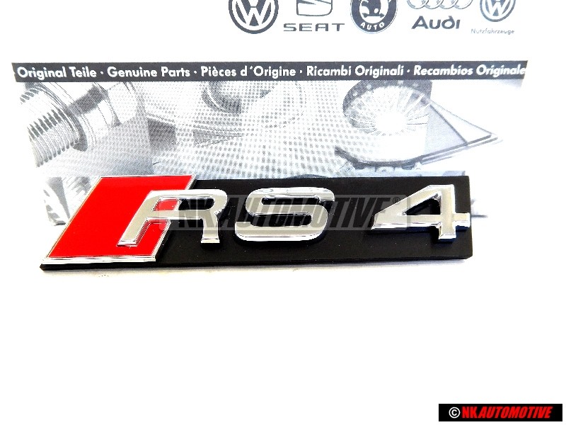 Audi Originale RS4 Fronte Logo Emblema Scritta Nero Cromo Rosso - 8D9853736A 2ZZ