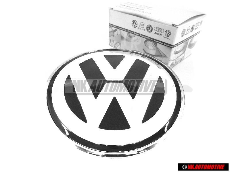 VW Originale Fronte Logo Emblema Simbolo Nero Cromo - 1C0853617A WV9