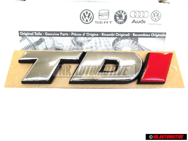 VW Originale TDI Posteriore Logo Emblema Scritta Cromo Rosso - 7D0853675C EQW