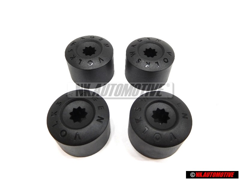 4X VW Originale Calotta Per Vite Nero Satinato - 3C0601173 9B9