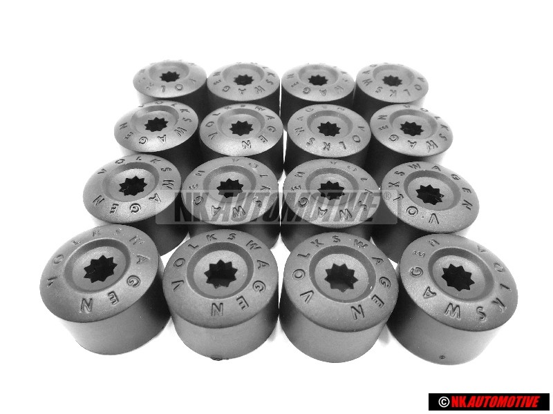 16x VW Originale Calotta Per Vite Nero Satinato - 1K0601173 9B9