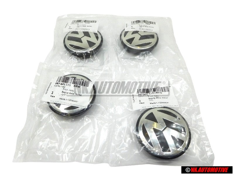 4x VW Originale Cappuccio Di Copertura Nero Satinato/Cromo - 3B7601171 XRW