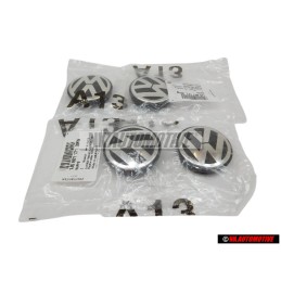 4x VW Originale Cappuccio Di Copertura Nero Satinato/Cromo - 1J0601171 XRW