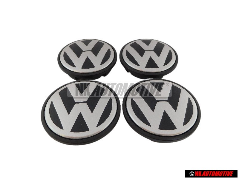 4x VW Originale Copriruota Nero/Antracite Metall. 