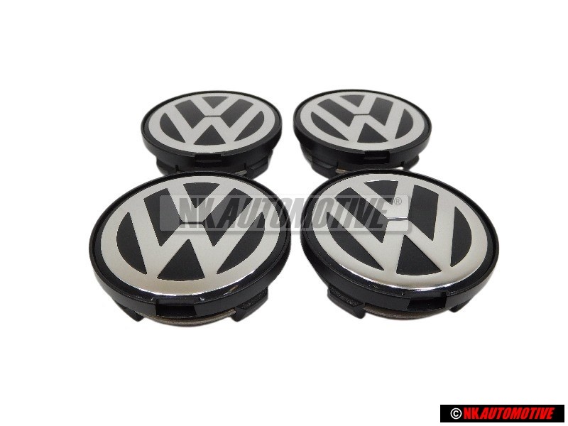 4x VW Originale Copriruota Colori Cromati/Nero - 7D0601165 BXF