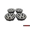 4x VW Originale Copriruota Colori Cromati/Nero - 7D0601165 BXF