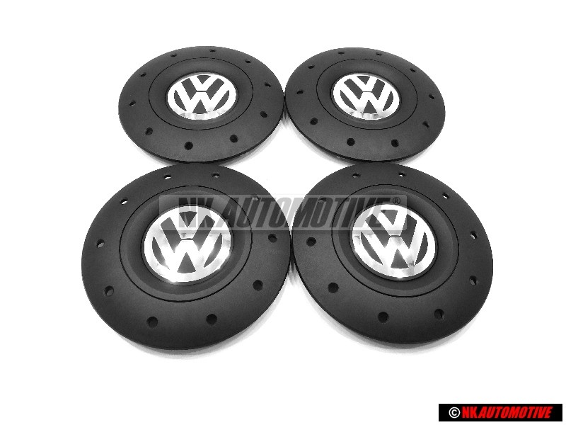 4x VW Originale Copriruota Nero Satinato/Cromo Lucido - 7H0601151B RVB