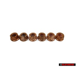 6x VW Originale Dado Flangiato Esagonale Autobloccante - N 90200201