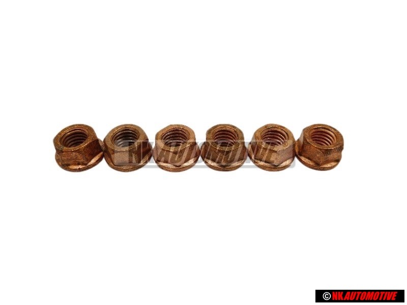 6x VW Originale Dado Flangiato Esagonale Autobloccante - N 90200201