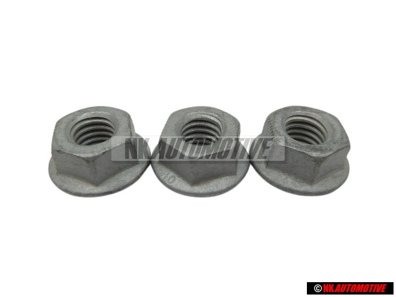 3x VW Originale Dado Flangiato Esagonale Autobloccante - N 90226404