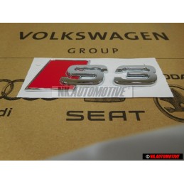 Audi Originale S3 Posteriore Logo Emblema Scritta Cromo Rosso - 8P0853735 2ZZ