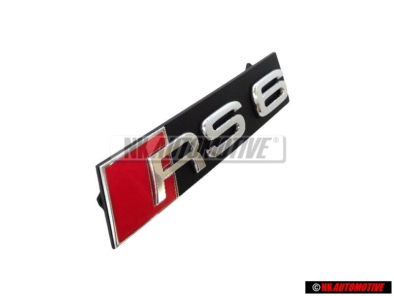 Audi Originale RS6 Fronte Logo Emblema Scritta Nero Cromo Rosso - 4F0853736H 2ZZ