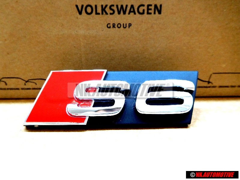 Audi Originale S6 Fronte Logo Emblema Scritta Nero Cromo Rosso - 4F0853736F 2ZZ