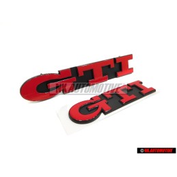 VW Originale SET GTI Griglia Frontale Avvio Emblema Rosso - Golf MK3