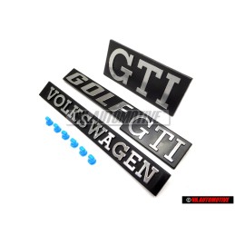 VW Originale Set Anterior Rear Badge Emblems Con Fixing Clips - Golf MK1 Gti