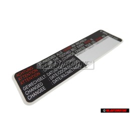 VW Originale Etichetta 'Attenzione' Sostituire La Cinghia - 059010158A