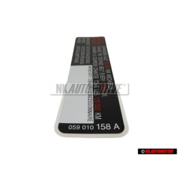 VW Originale Etichetta 'Attenzione' Sostituire La Cinghia - 059010158A