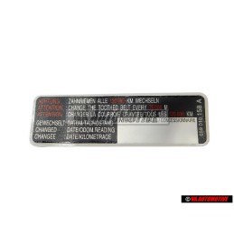 VW Originale Etichetta 'Attenzione' Sostituire La Cinghia - 077010138B