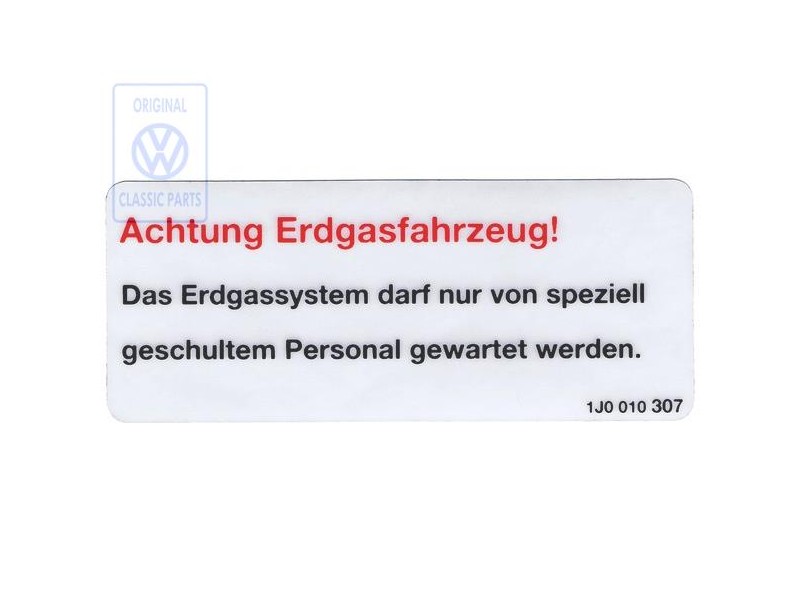 VW Originale Targhetta Di Avvertenza - 1J0010307