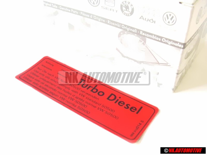 VW Originale Targh. D'Ident. 'Att.Turbo Diesel' ' Usare Solo Oli - 068010014S