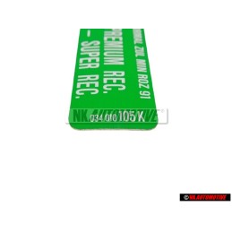 VW Originale Etichetta Min. Roz. 91 Bleifrei Super - Bleifrei - 034010105K