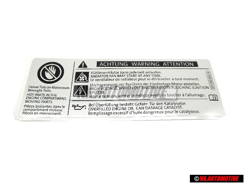 VW Originale Etichetta Con Riempim.Eccessiv.D'Olio - 701010002A