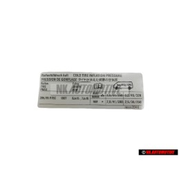 VW Originale Etichetta Per Pressione Pneumatici - 7D0010204E