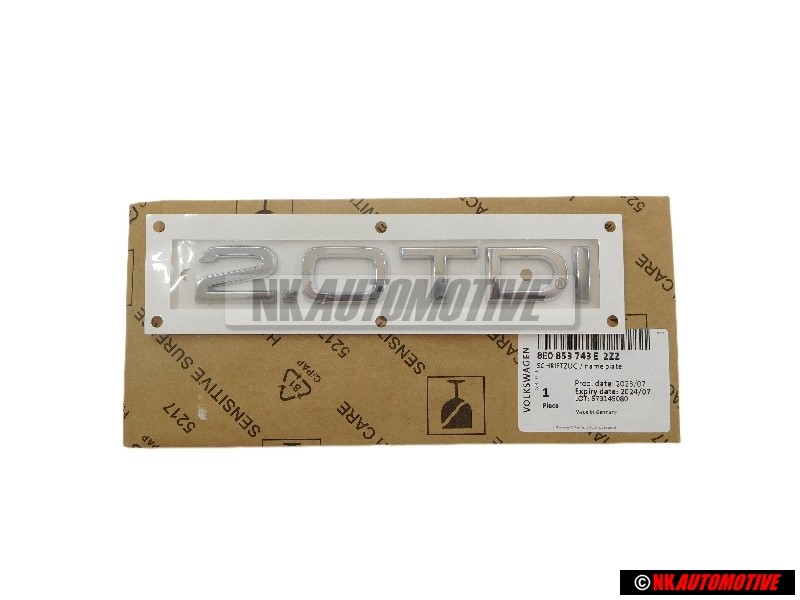 Audi Originale 2.0 TDI Posteriore Logo Emblema Scritta Cromo - 8E0853743E 2ZZ