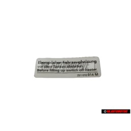 VW Originale Targhetta identificativa Prima del rifor.spegn.l'imp - 251010014M