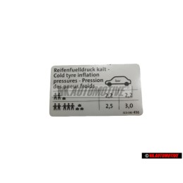 VW Originale Etichetta Per Pressione Pneumatici - 3B0010260A