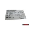VW Originale Etichetta Per Pressione Pneumatici - 3B0010275F