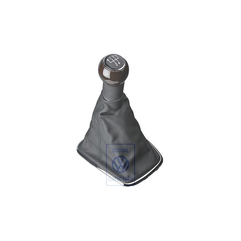 VW Originale Pomello Leva Cambio Legno/ Pelle Con Rivestimento - 1J0711113BSMBK