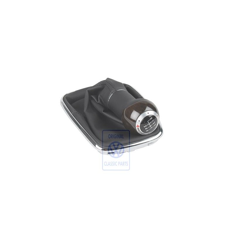 VW Originale Pomo Leva Cambio Legno/Pelle Con Rivestimento - 1J0711113EKQUM