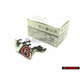 VW Originale V6 Fronte Logo Emblema Scritta Cromo Rosso - 1J6853679E GQF