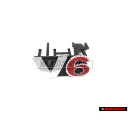 VW Originale V6 Fronte Logo Emblema Scritta Cromo Rosso - 1J6853679E GQF
