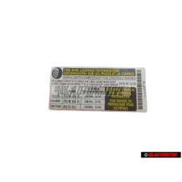 VW Originale Etichetta Per Pressione Pneumatici - 1K0010647M
